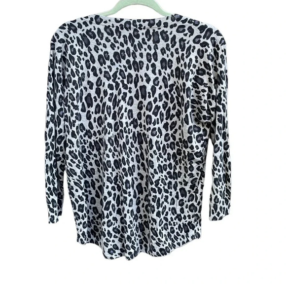 JOIE CHYANNE LEOPARD PRINT CASHMERE V-NECK SWEATER - Picture 2 of 4